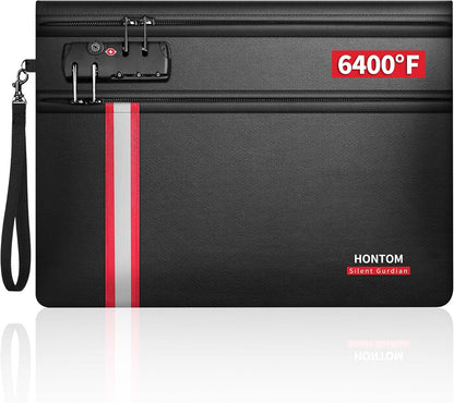HONTOM 6400℉ Fireproof Document Bag with Lock 12-Layer Upgraded Material