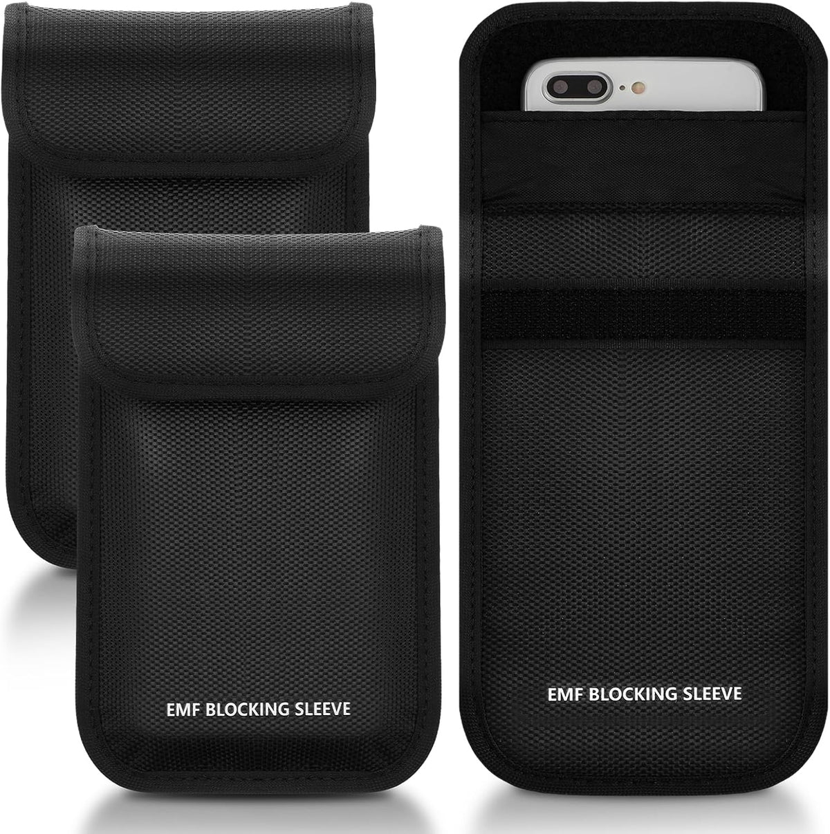 3 Pcs Faraday Bag Signal Blocking Pouch Nylon Sleeve, Black