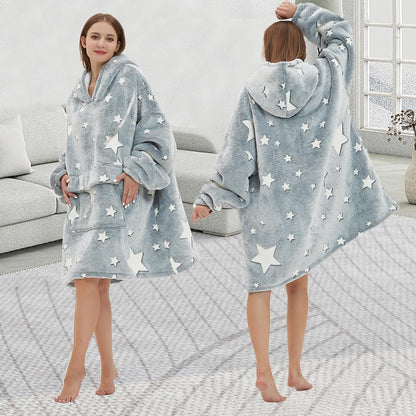 Mewkou Wearable Blanket Hoodie for Adult,Oversized Sherpa Fleece Blanket Hoodie for Women Men,Grey