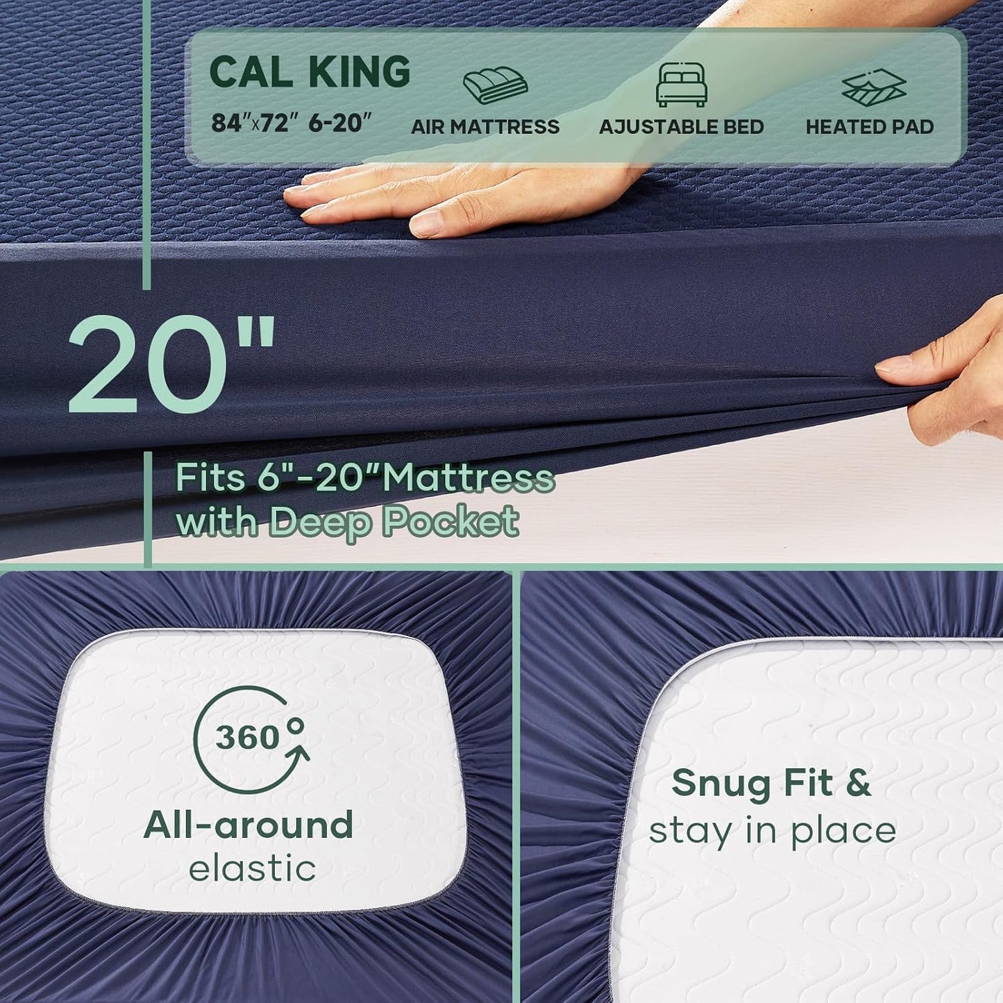 OhGeni 100% Waterproof Mattress Protector,Queen Size Premium Bamboo Mattress Pad,Pet Hair & Bedwetting Resistant,Cooling Breathable Fitted Sheets,Washable Bed Cover,Non-Slip Deep Pocket for Bedroom