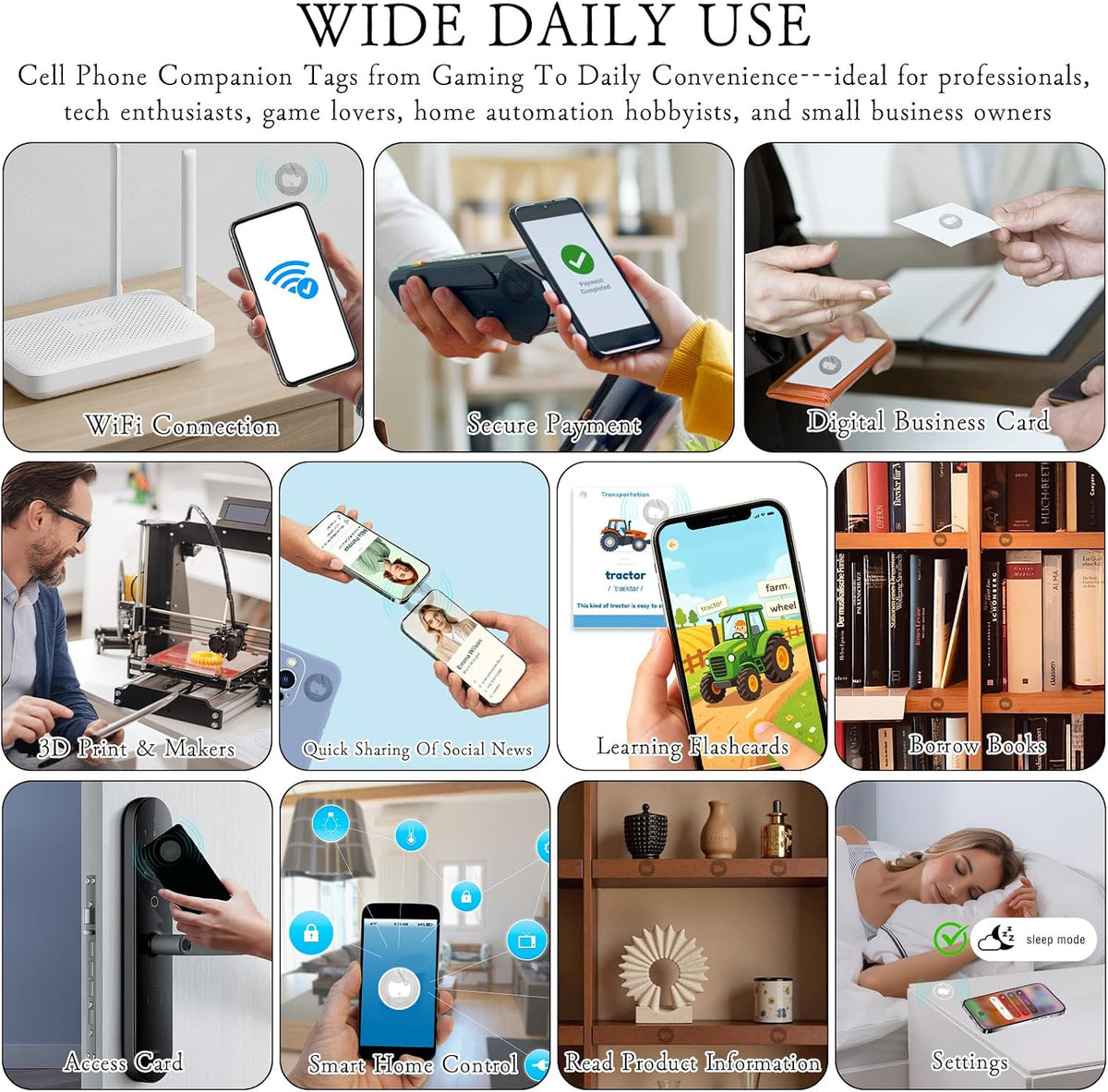 36PCS NTAG215 Chip NFC Tags Stickers,Blank NFC Tags Programmable&Rewritable