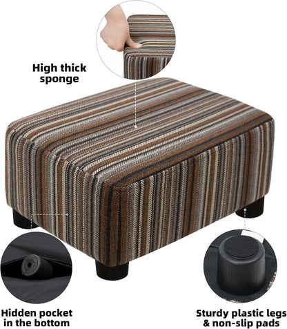 CAROLMADE Small Foot Stool Ottoman Footstool with Legs Under Desk Footrest for Living Room Bedroom and Office,Linen-Grey