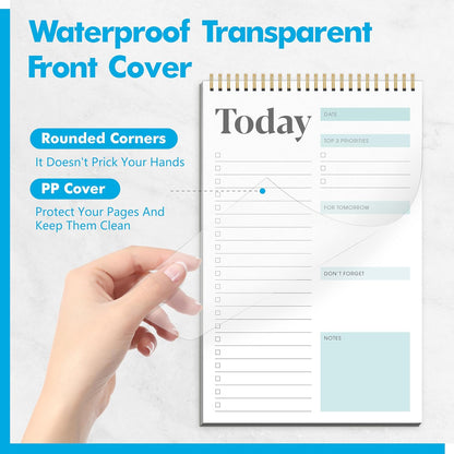 2 To Do List Notepads, Daily Planner Notebook with Tear-off Design, Undated Writing Organizer for Daily Tasks and Goal, Coiled Task Track Checklist Productivity Pad for Office, Classroom, Home, School