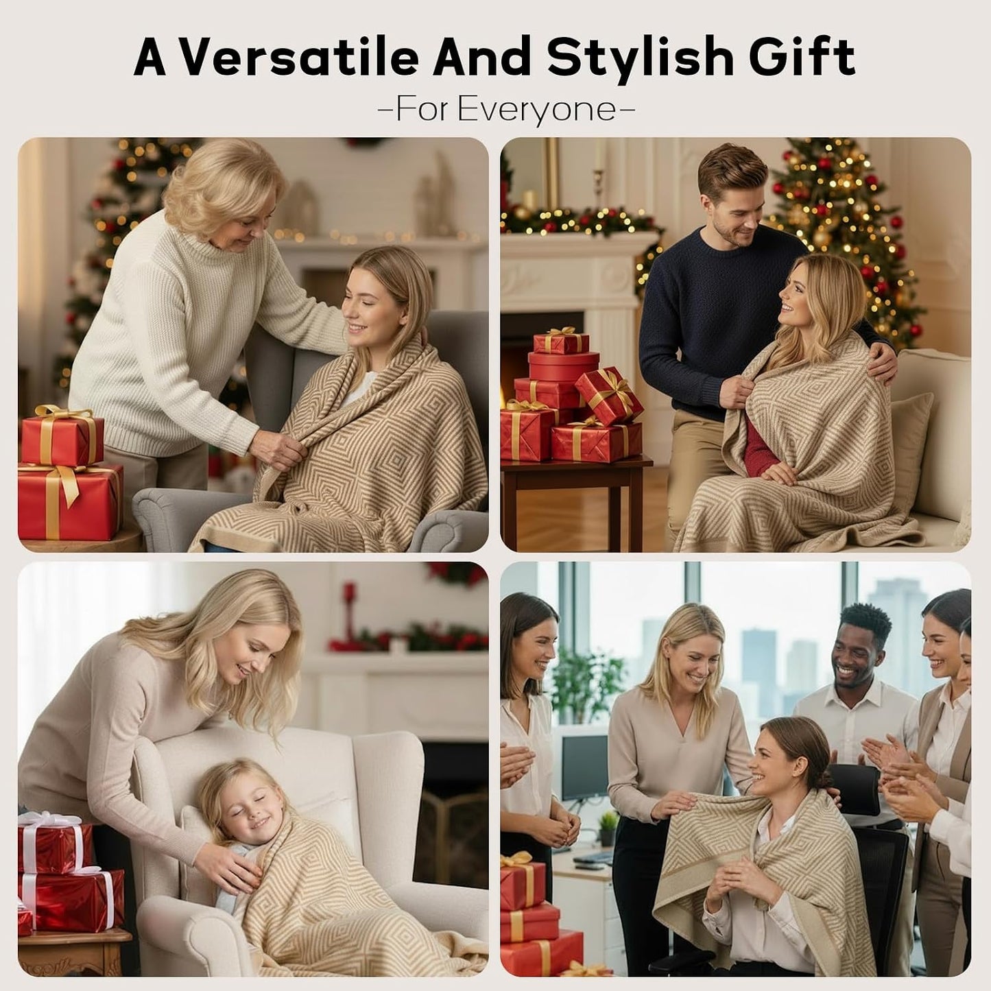 Travel Blanket Airplane - Ultra Soft & Lightweight Knit Design Compact Airplane Blanket,53x72 Inch,Stylish Travel Shawl Wraps for Flights,Office,Home Use,Travel Essentials & Gifts