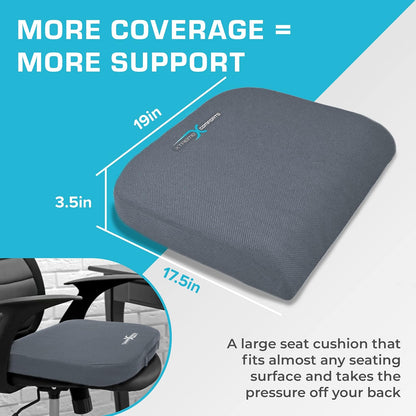 Xtreme Comforts Seat Cushions | Office Chair Cushions for Desk, Car, Wheelchair| Ergonomic Memory Foam Seat Cushion for Support & Comfort | Helps Improve Sitting Posture for Work & Body Relief (1 Pc)