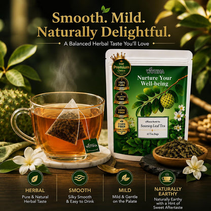 WOTIHA Premium Soursop Tea Bags (65 Count) - 100% Natural Graviola Leaves Made With Corn Fiber Tea Bag Food-Grade Biodegradable Herbal Tea - Sugar/Caffeine/Gluten Free Hoja Guanabana