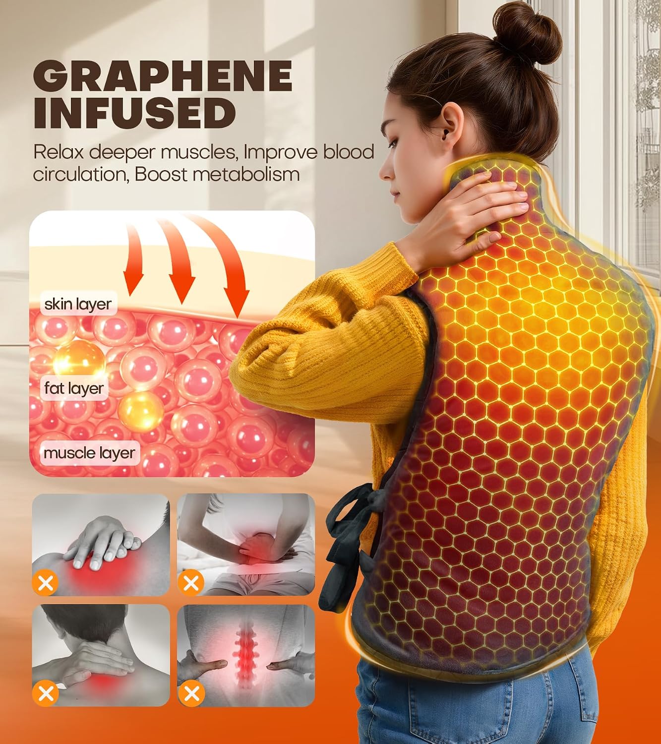 Graphene-Infused Heating Pad with 3X Deeper Back Relief, 30% Heavier Weighted Heating Pad for Neck and Shoulders and Back, 25"x35" Large Electric Heated Pads, Surprise for Mom Women Christmas Birthday