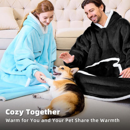 IFNOW Wearable Blanket Hoodie, Oversized Sherpa Fleece Hooded Blanket Sweatshirt with Eye Mask and Pocket, Comfy Long Flannel Blanket for Adults Men,Gifts for Women Mom Girlfriend,MoonFace