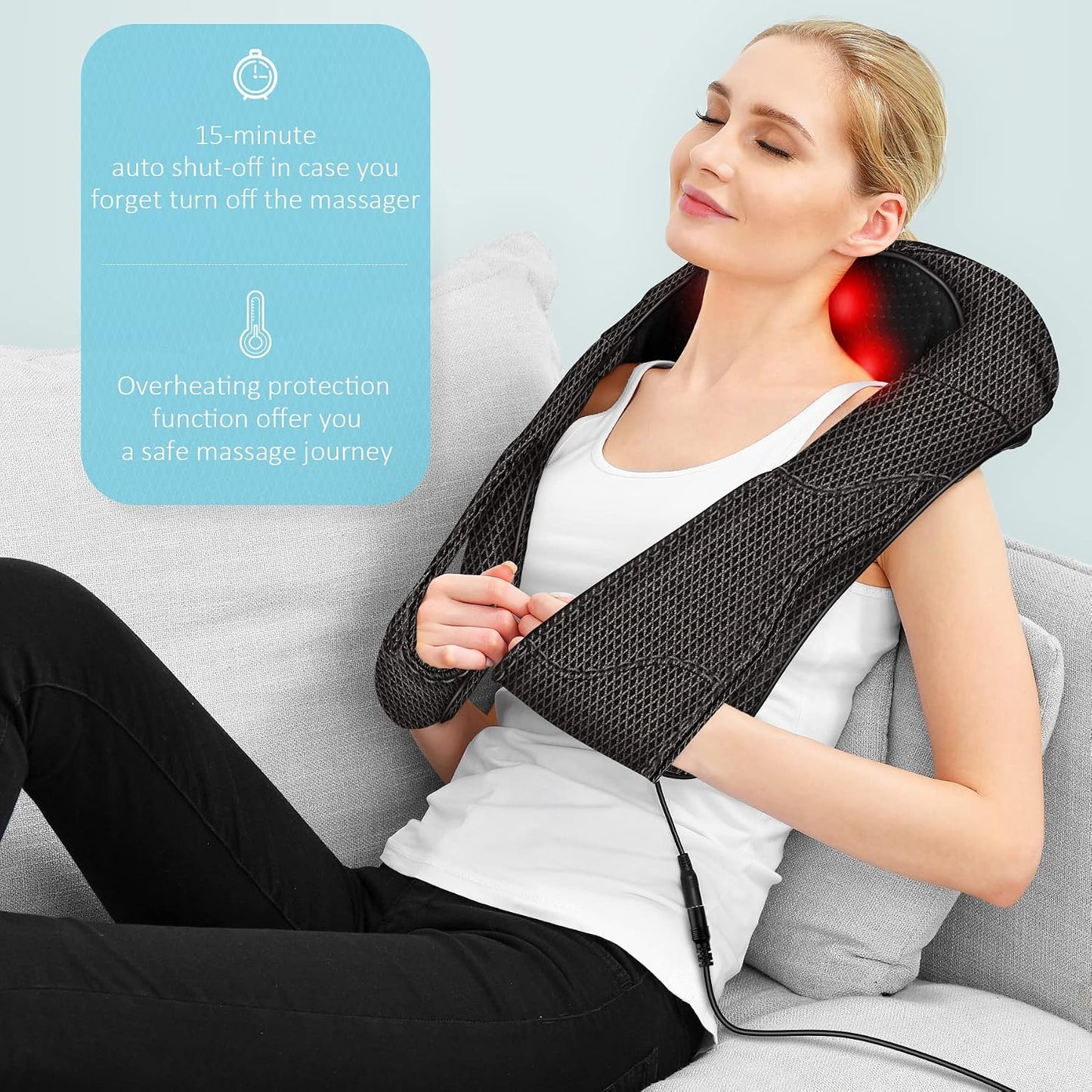 Neck Massager for Pain Relief Deep Tissue with Heat - Shiatsu Back and Shoulder Massage, Mothers Day Gifts for Mom Wife Women Her, Dad Men Him, Christmas, Fathers Day, Plug-in Use for Home Office Car
