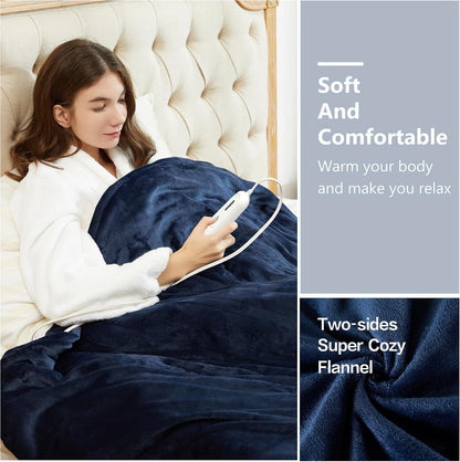 Tefici Heated Blanket Throw 50"x60", Ultra Soft 2-Layer Flannel Electric Blanket, for Home Office Sofa,3 Heat Settings, 4H Auto Off, ETL FCC Certified, Overheat Protection, Machine Washable, Camel
