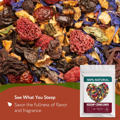 Loose Leaf Herbal Tea with Raspberry, Rosehip & Hibiscus 4oz.– No Caffeine