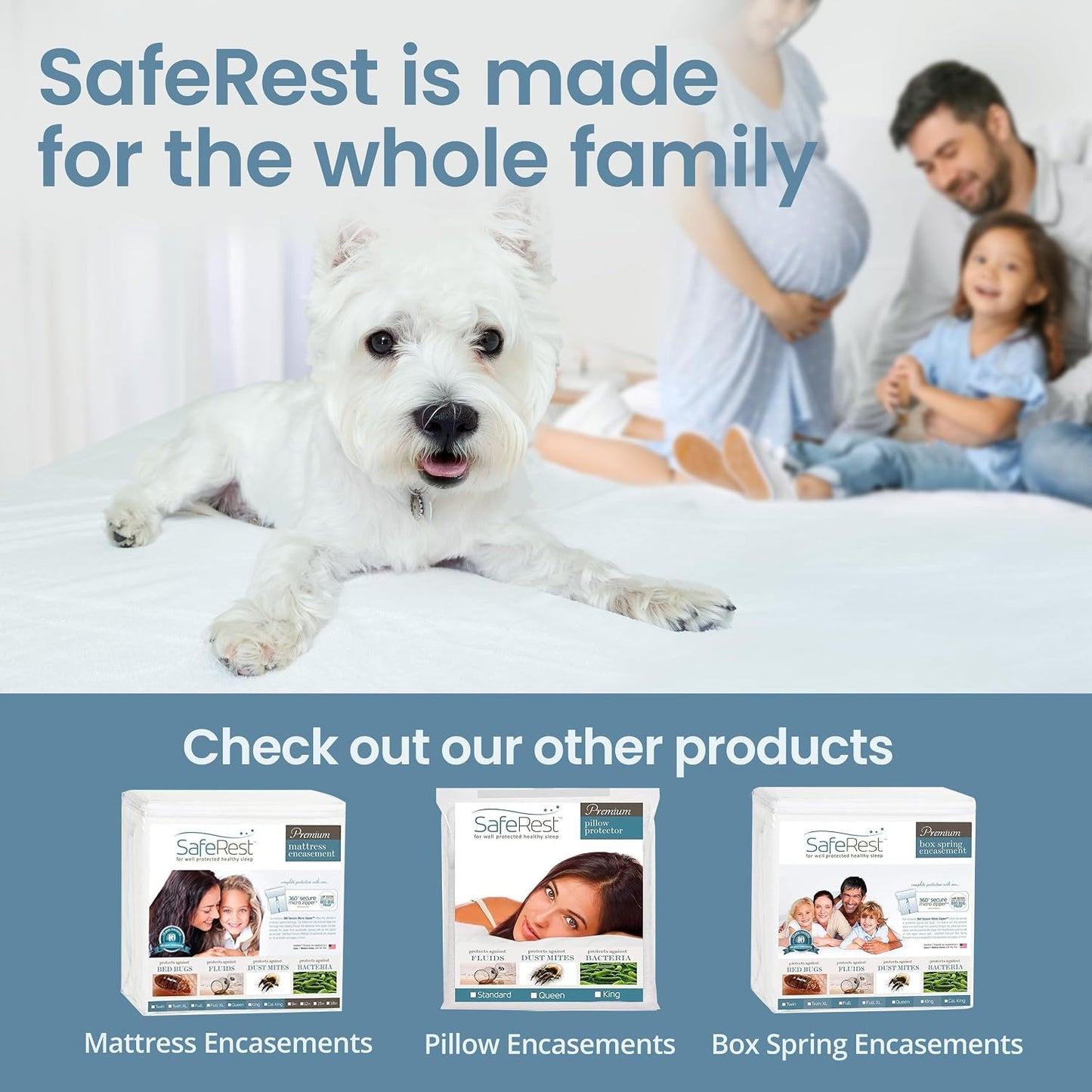 SafeRest Waterproof Queen Size Mattress Protector - Viscose Derived from Bamboo - Fitted with Stretchable Pockets - Machine Washable Viscose Blend Mattress Cover for Bed