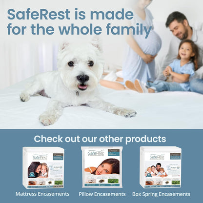 SafeRest Waterproof Queen Size Mattress Protector - Viscose Derived from Bamboo - Fitted with Stretchable Pockets - Machine Washable Viscose Blend Mattress Cover for Bed