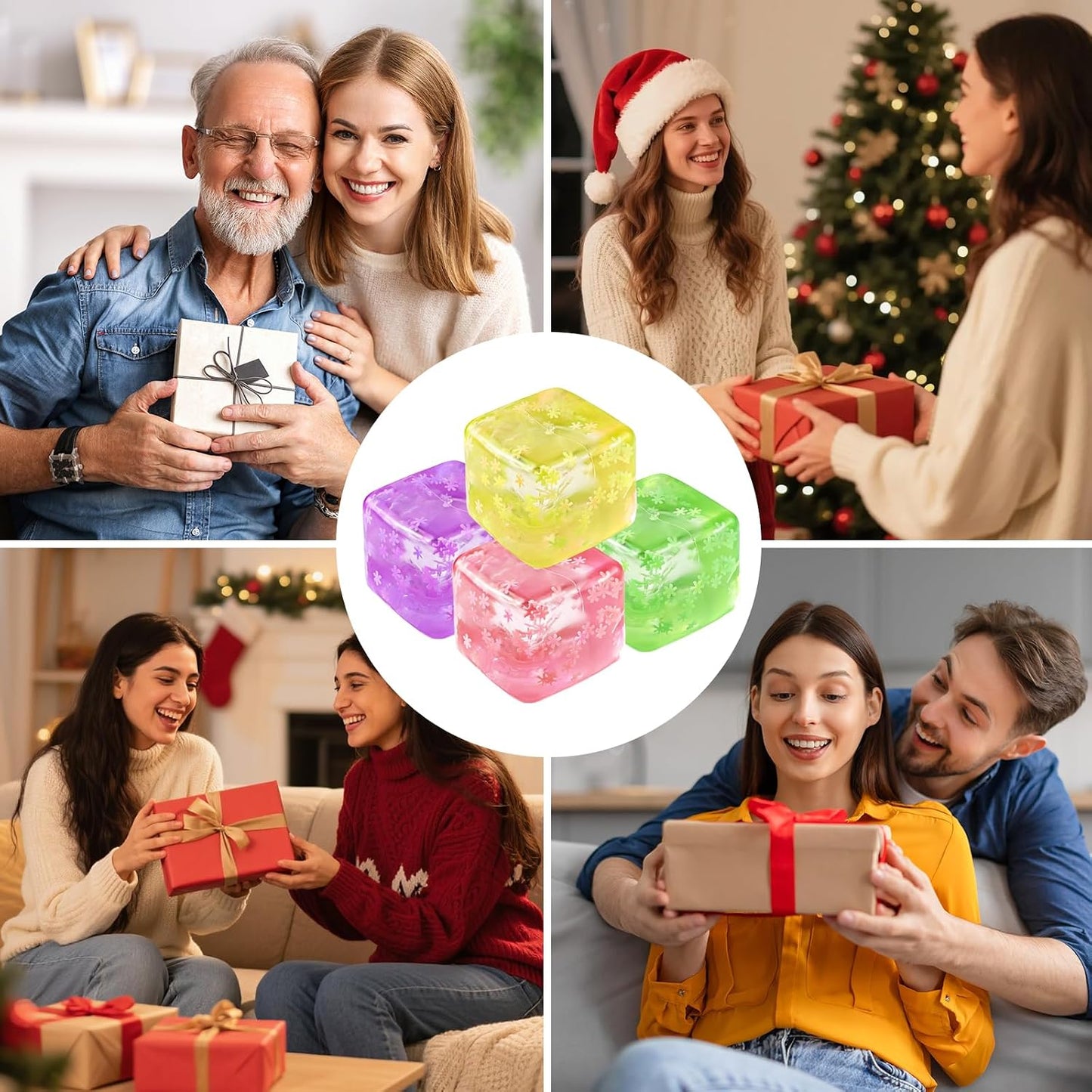 2Pcs Stress Balls for Adults, Stress Cube Fidget Toys, Enhanced Grip Strength Squeeze Toys, Valentines, Easter, Party Favors, Square Shape Stress Cube Stress Relief Toys for Adult