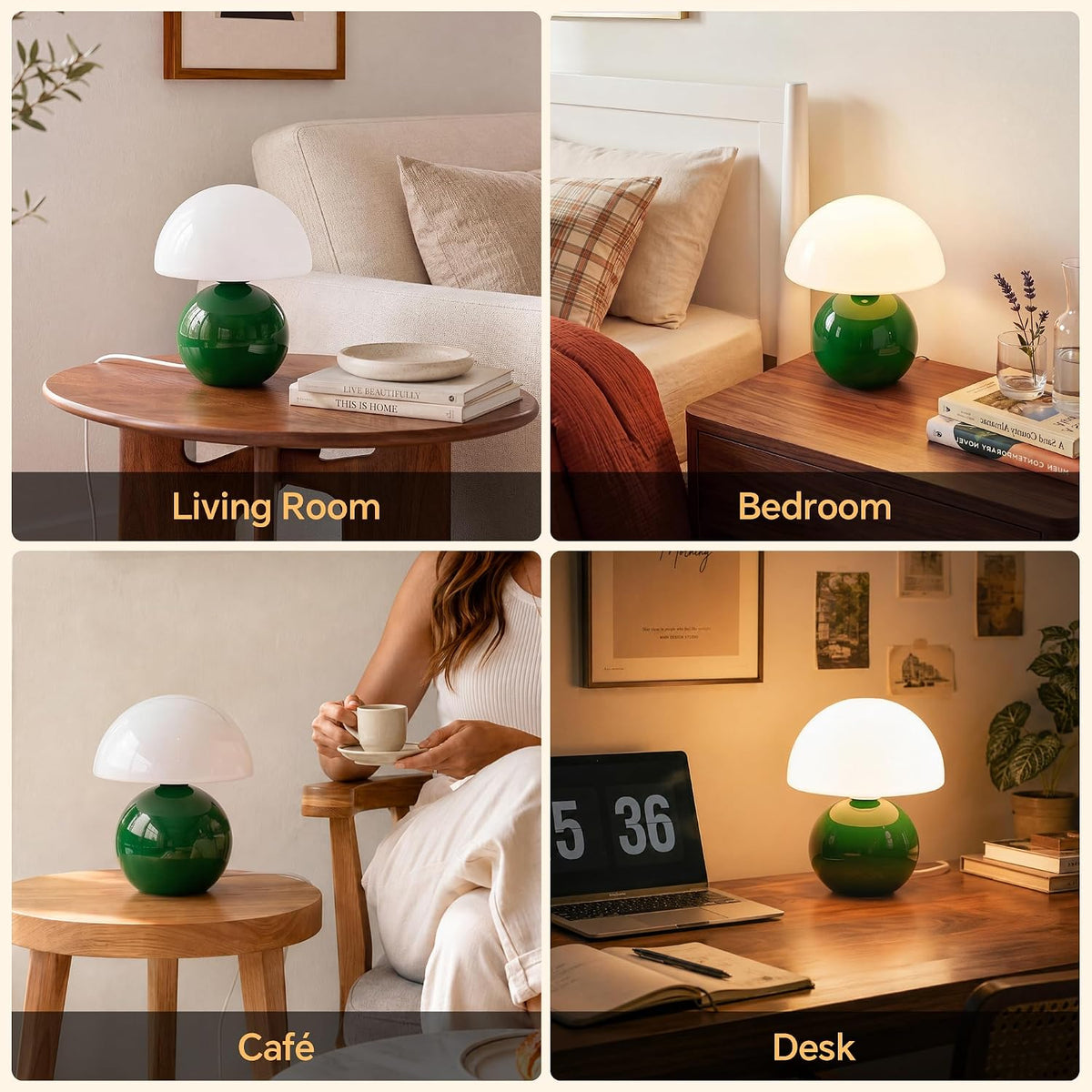 Dawnwake Mushroom Lamp Table Lamp for Bedroom-Small Desk Table Lamps,White