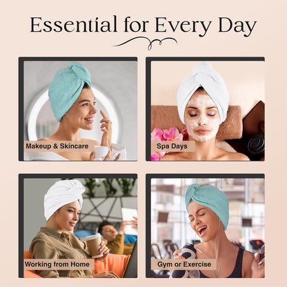 Lili&James 100% Cotton Hair Towel Wrap for Women & Kids – 420 GSM Quick Dry Hair Turban with Double Button Loop, Anti Frizz Non Microfiber Hair Drying Towel for Curly, Long & Thick Hair (Lilac)