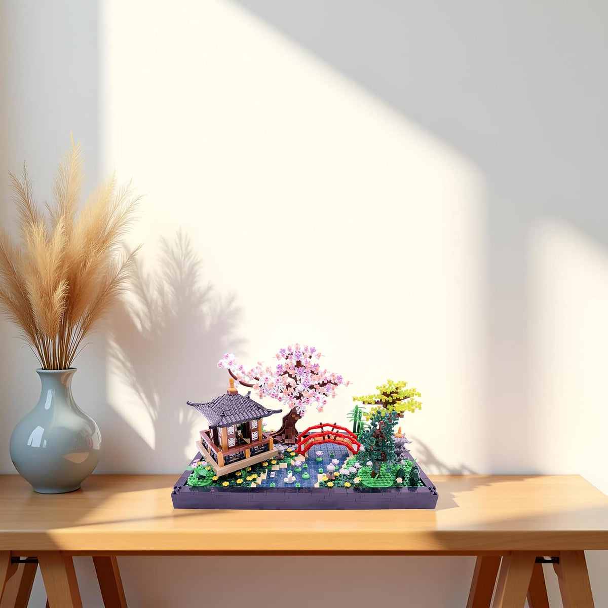 Micro Building Blocks Sets，Chinese Zen Garden Architecture and Cherry Blossom Bonsai Tree Building Toys for Adults，Japanese Sakura House Model，Creative Mini Bricks Gift for Kids 14+，2280 PCS