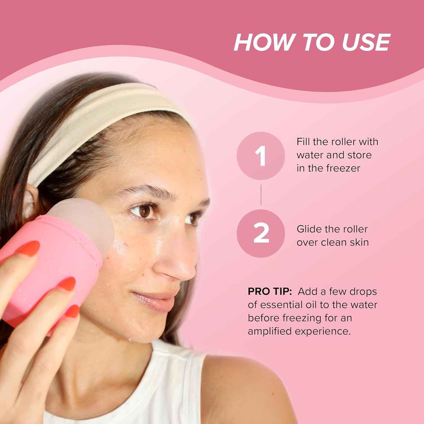 SKIN GYM Ice Roller for Face – Facial Ice Roller for Depuffing & Cooling Skin, Cold Face Roller to Minimize Pores & Soothe Skin, Reusable Cryo Ice Roller for Glowing Complexion