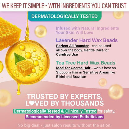Tress Wellness Award Winning Waxing Kit for Sensitive Skin, Safe for Face & Skin, Easy to Use, At-Home Kit for Face, Bikini, Brazilian & Full Body - Digital Display, Black Purple Flower