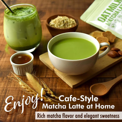 YAMASAN KYOTO UJI Japanese Oat Milk Matcha Latte, Uji Matcha Ceremonial Grade with Oat Milk Instant Latte Mix, Dairy-Free, 100% Plant Based, Vegan, Gluten-Free, No Refined Sugar, Made in Japan, 100g (3.5oz)