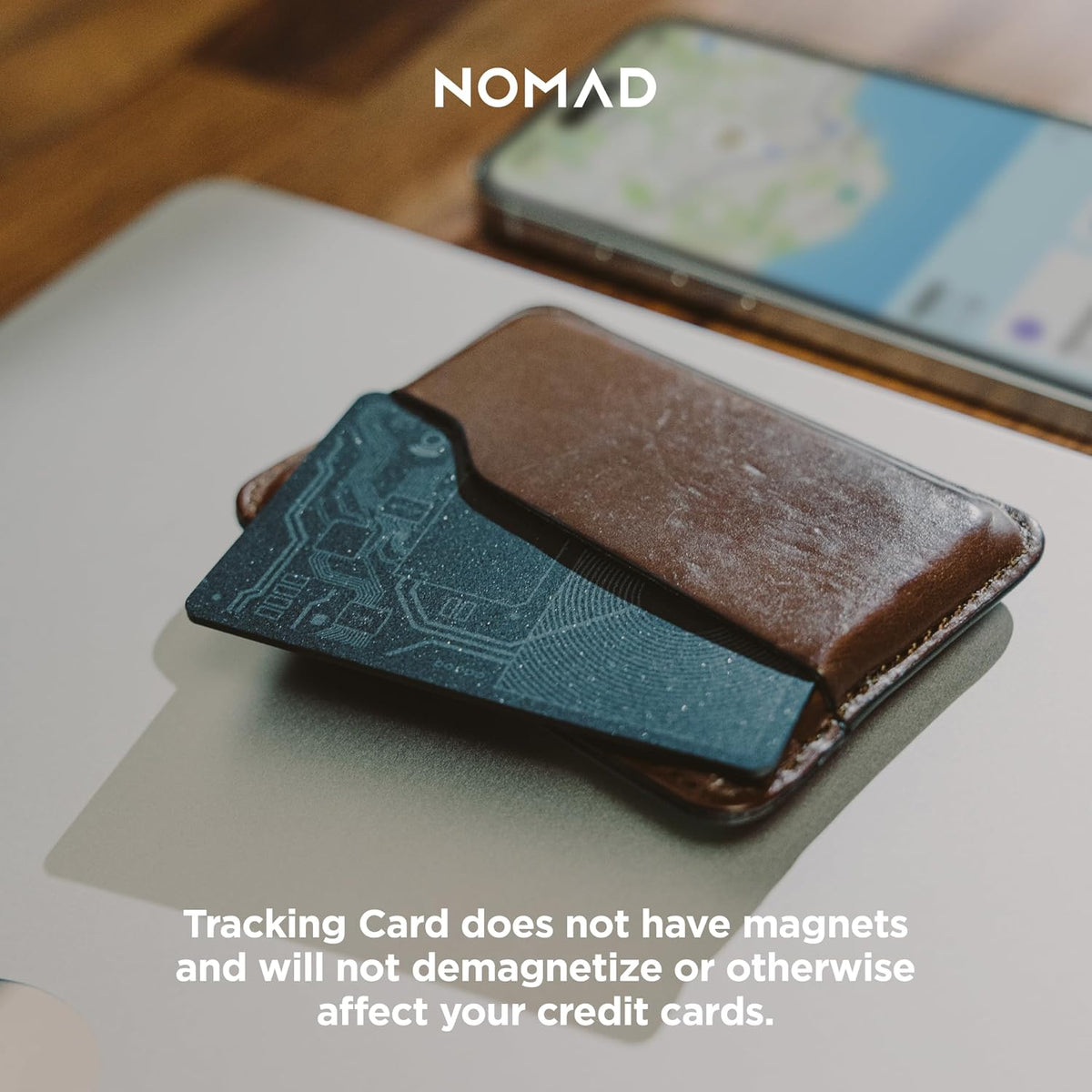 Nomad Tracking Card Carbide, Slim Card Tracker with IPX7 Waterproof and Dust Proof Card Tracker for Wallet & Luggage, 5 Months GPS Tracker Long Battery Life, Rechargeable, Compatible with iOS Only