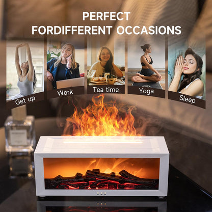TMEHM Fireplace Flame Air Diffuser Humidifier,7 Colors Aromatherapy Essential Oil Diffuser,Ultrasonic Aroma Humidifier with Timer for Home,Bedroom,Office,Yoga (Black)