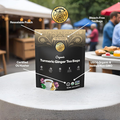 Buddha Teas Organic Turmeric Ginger Tea - Herbal Tea, Caffeine Free