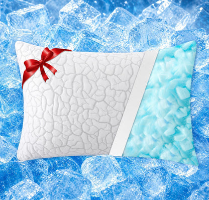 Cooling Pillows for Sleeping 2 Pack, Adjustable Shredded Memory Foam Pillows Queen Size Set of 2, Firm Bed Pillows for Side Back Stomach Hot Sleepers, Cold Pillow with Removable Washable Cover