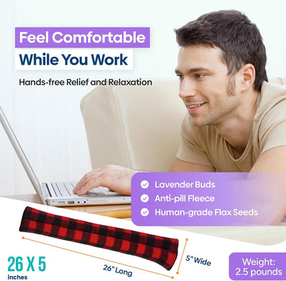 SunnyBay Microwavable Heating Pad for Neck and Shoulder, Heated Neck Wrap, Microwave Heat Pad, Weighted Beanbag Moist Hot or Cold Compress, 2.2 lbs, 26x4 Inches, Navy Blue