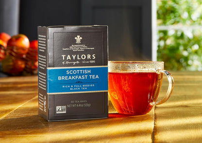 Taylors of Harrogate Scottish Breakfast Black Tea Individually Wrapped Bags, Strong, Malty and Full, Caffeinated, Enjoy Hot or Iced, 50 Teabags (Pack of 2)