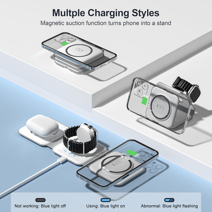 3 in 1 Charging Station for Multple Devices,Foldable 3 in 1 Wireless Charger for Travel,NANO Wireless Charging Station for iPhone17 16 15 14 13 12 Pro Max/Watch 10 9 8 7 6 5 4 3 Ultra/AirPod Pro