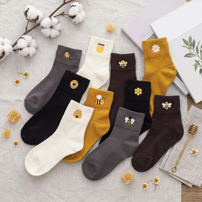 Eurzom 10 Pairs Socks Womens Crew Elastic Ankle Length Cotton Socks Aesthetic Cute Lightweight Low Cut Gifts for Women - Colors A