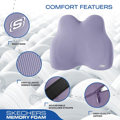 Skechers Memory Foam Lumbar Pillow,Lumbar Support Pillow for Office, Chair Lower Back Pain Relief Lumbar Pillow, Ergonomic Design Back Support Pillow for Office Chair, Car, Home, Travel,Black