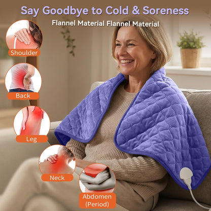 King Size Heating Pad for Back 32"x24" Extra Large Electric Heating Pad for Body Neck Shoulder Auto Shut Off Heat Pad Temperature Settings Machine Washable Gray