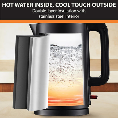 KRUPS Smart Temp Electric Kettle: 1.7L Capacity, 5 Precise Temperature Settings, Digital Display, Cool-Touch Exterior, Cordless Design for Tea and Coffee Lovers