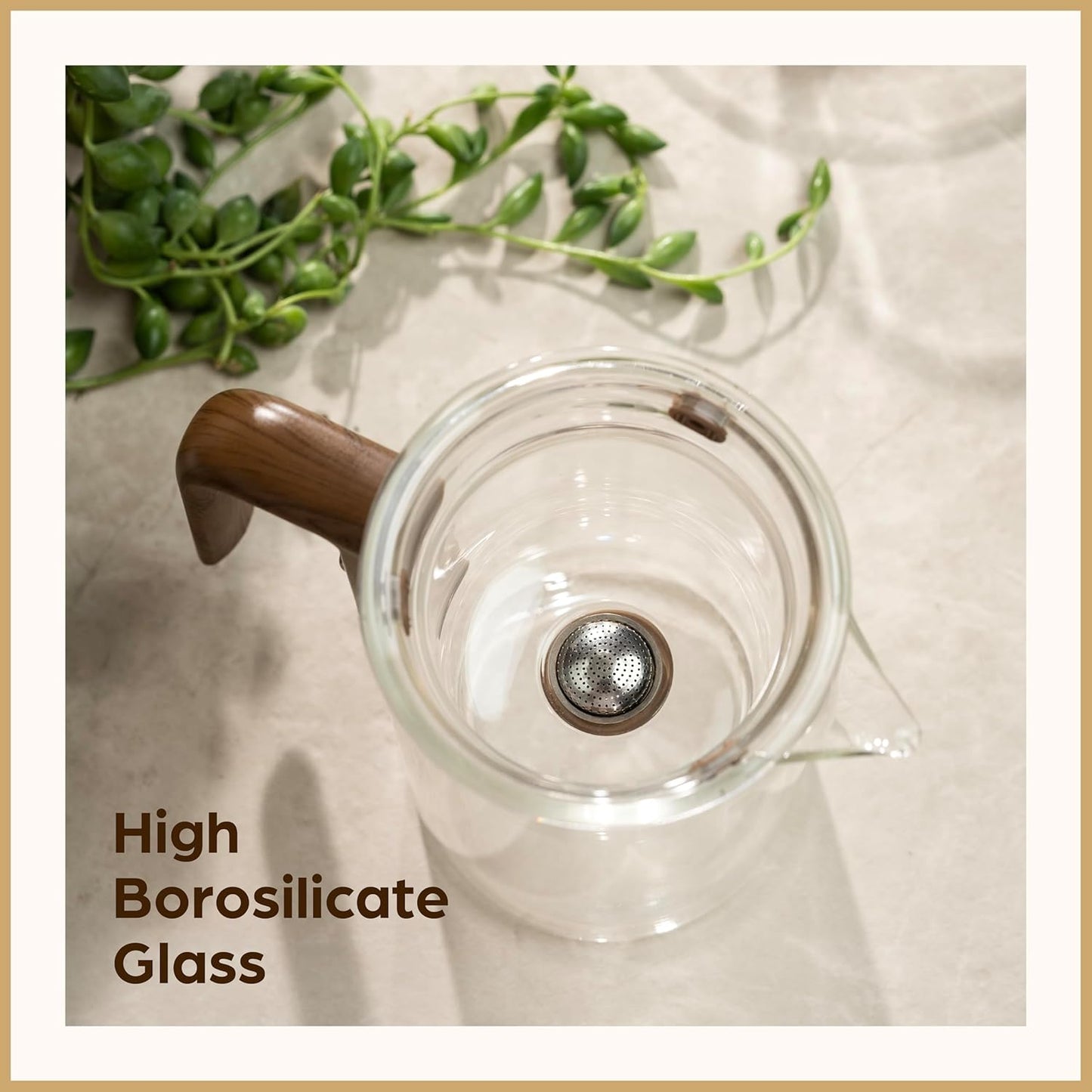 Enchanti Glass Teapot with Infuser - Magic Tea Pot for Loose Leaf Tea - Borosilicate Glass Tea Maker with Heat-Resistant Handle - Gift Box & Writable Card - 800ML (27oz)