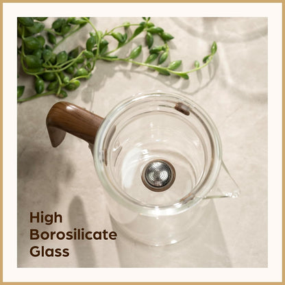 Enchanti Glass Teapot with Infuser - Magic Tea Pot for Loose Leaf Tea - Borosilicate Glass Tea Maker with Heat-Resistant Handle - Gift Box & Writable Card - 800ML (27oz)