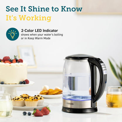 Cosori Electric Kettle, No Plastic Contact with Water, 1.7L, White