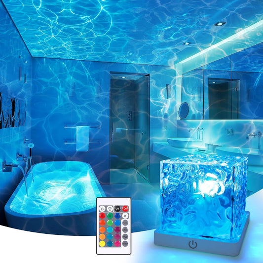 Waterproof Shower Light No Wiring, Rechargeable Ocean Wave Projector Light