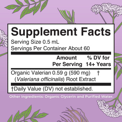 MARYRUTH'S USDA Organic Valerian Root Liquid Drops, Sugar Free, 60 Servings