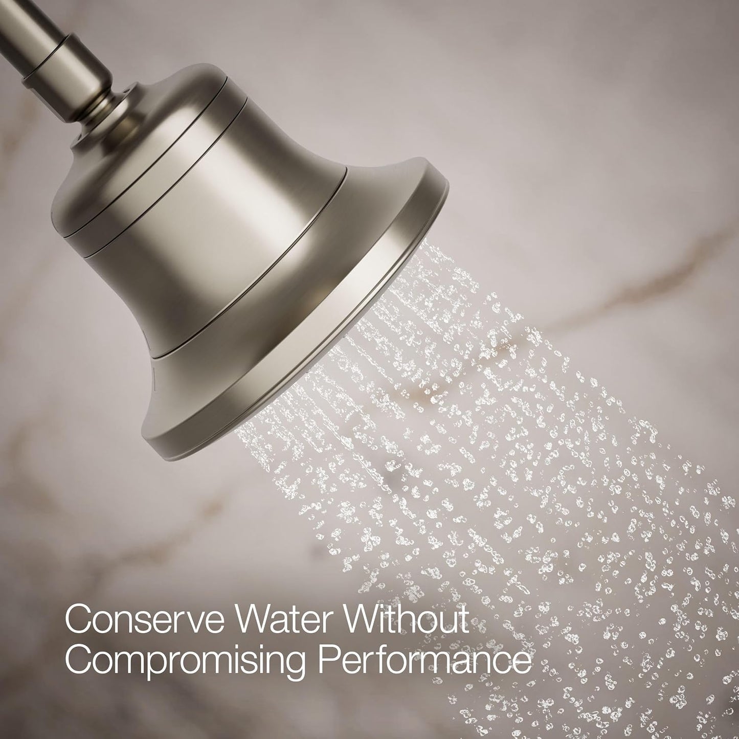 KOHLER 33631-Y-BN Cinq Round Single-Function Filtered Showerhead, Five-Layer Filtration, 2.5 GPM, Full Coverage Spray, Premium Durable Material, Vibrant Brushed Nickel
