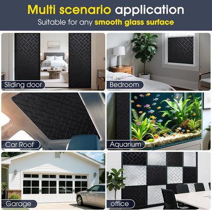 Coavas One Way Privacy Window Film, Heat Control Window Tint for Home, Sun Blocking Reflective Window Film See Out Not in, Anti UV Static Cling for Windows Office Door (Black, 17.5 Inch X 6.5 Feet)