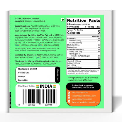 Goodwyn Spearmint Tea Bags, Herbal Tea, 30 Bags