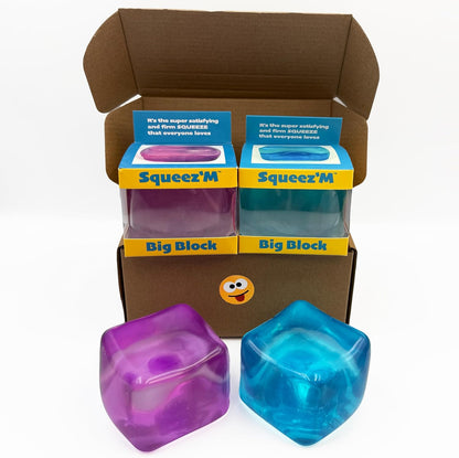 Premium Original Big Block Squeez'M Cube – 35% Larger Than The Standard Squishy Cube, Sensory Fidget Toy for Kids & Adults, Stress Relief, Focus & Play – Durable, Gift-Ready – ASTM Certified 3+