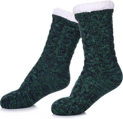 SDBING Women's Winter Super Soft Warm Cozy Fleece Lined Fuzzy Slipper Socks with Grippers
