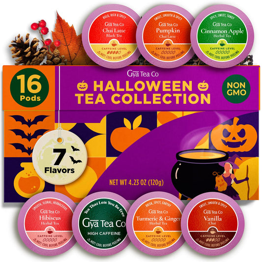 Gya Tea Co Purely Herbal Tea Pod Collection Gift Set (16 Count) - Different Flavors Assorted Variety Pack