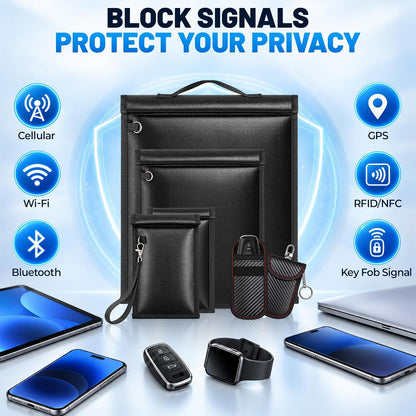 Military Grade Faraday Bag for Phone & Key Fob, Signal Blocking Pouch