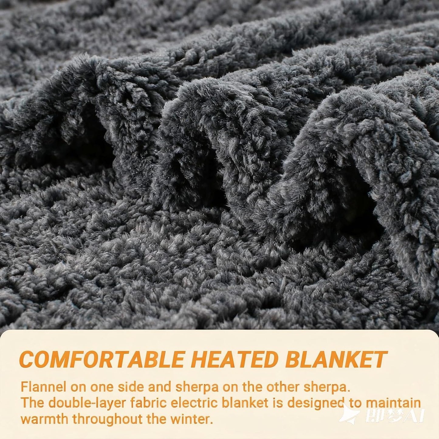Electric Blanket Heated Throw, Soft Flannel 50"x60" Heating Blanket with 8 Hours Auto Off 10 Fast Heating Levels Machine Washable Sherpa Heated Blanket with Overheating Protection