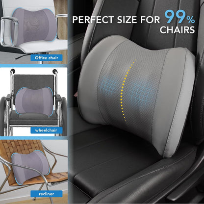 Lofty Aim Lumbar Support Pillow for Car, Car Seat Back Support for Driving | Memory Foam Car Lumbar Support for Driving Seat, Car Back Cushion, Adjustable Straps, Lower Back Pillow, Office Chairs, Black