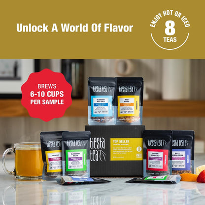 Tiesta Tea - Discovery Sampler Dry Flight Set, Loose Leaf, High to No Caffeine, Hot & Iced Up to 200 Cups, Tea Variety Pack with Green, Herbal, Black & Chai Brew, 20 Resealable Sample Pouches
